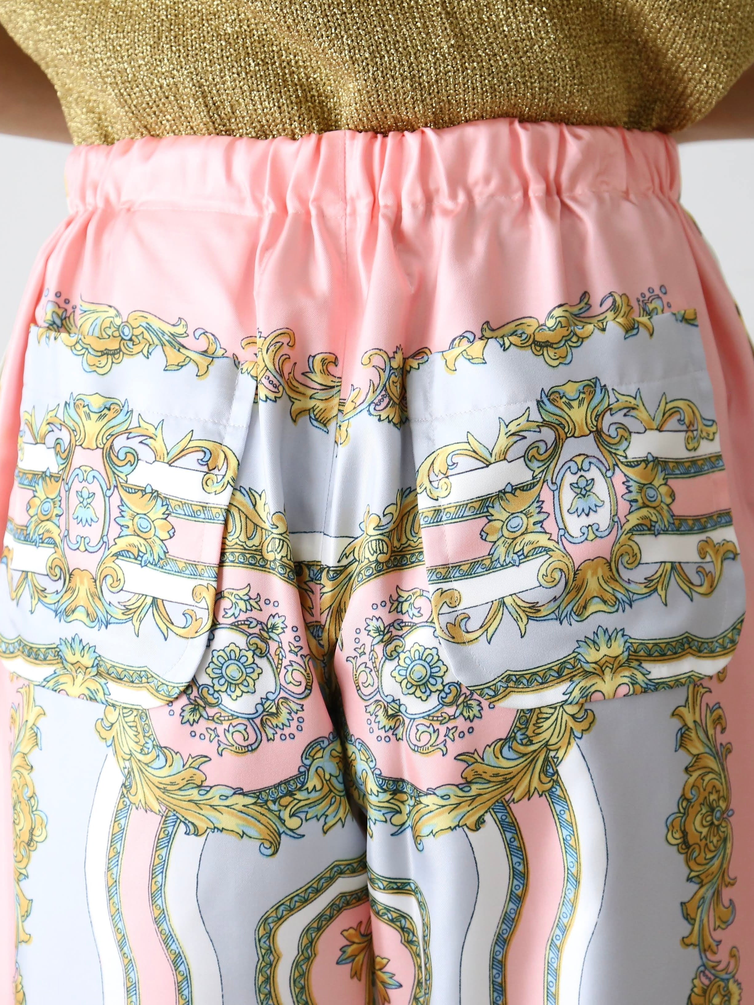 tao エステルスカーフ柄プリントMIXパンツ C柄 [TP-P006-051-C]