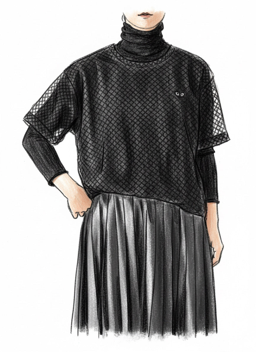 PLAY COMME des GARCONS メッシュTシャツ-ブラック（ブラックハート） [AX-T532-051]