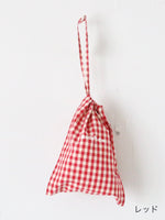 画像をギャラリービューアに読み込む, R&amp;D.M.Co- ギンガムチェックドローストリングバッグ(S) [7620]
