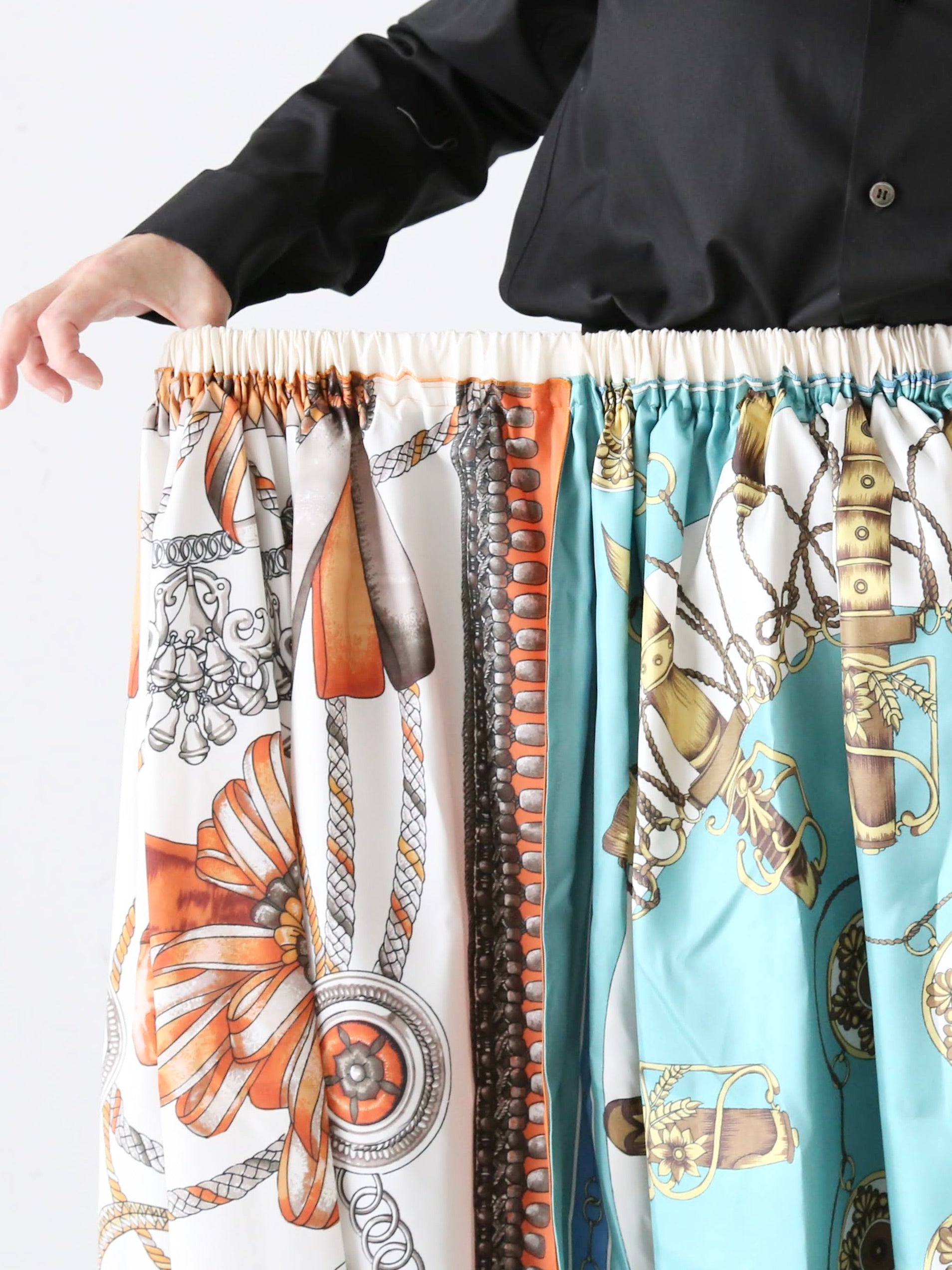 tao エステルスカーフ柄プリントMIXスカートA柄 [TP-S016-051-A]