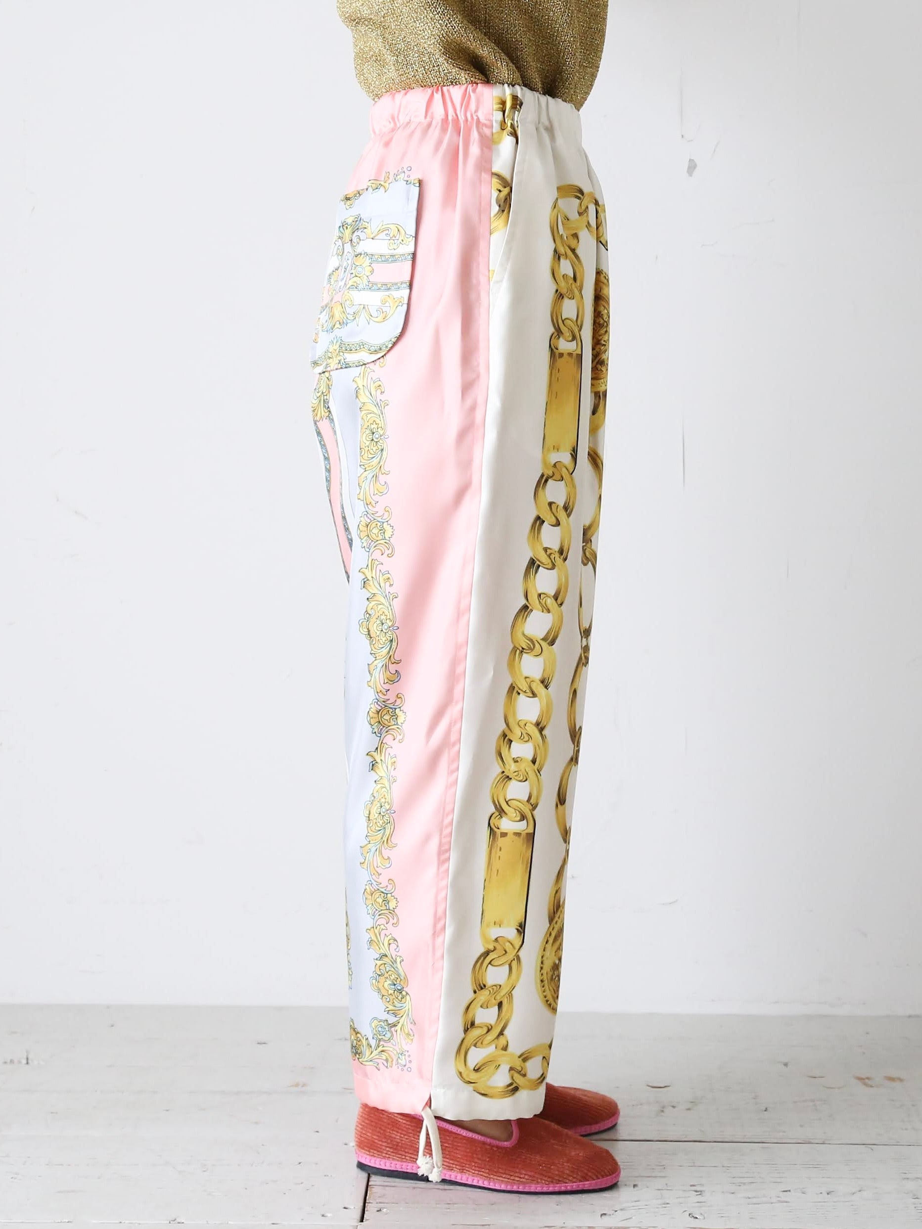 tao エステルスカーフ柄プリントMIXパンツ C柄 [TP-P006-051-C]