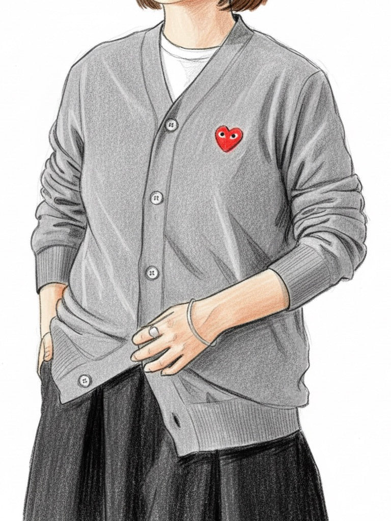 PLAY COMME des GARCONS Vネックカーディガン [AX-N008-051-GRAY]