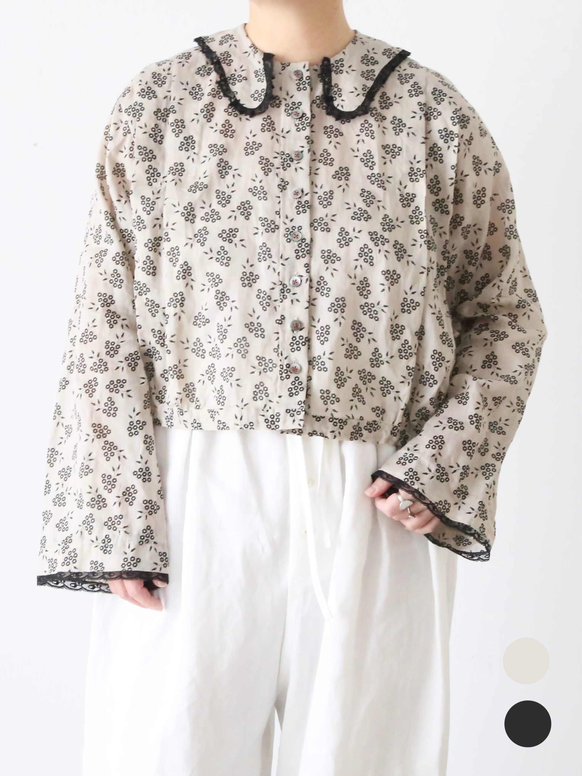 TOWAVASE フレンチコモン ジャケット リネン リバーレース 小紋柄 – CREER