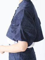 Load image into Gallery viewer, R&amp;D.M.Co- ウォッシュドデニムバルーンスリーブボレロ [8015]
