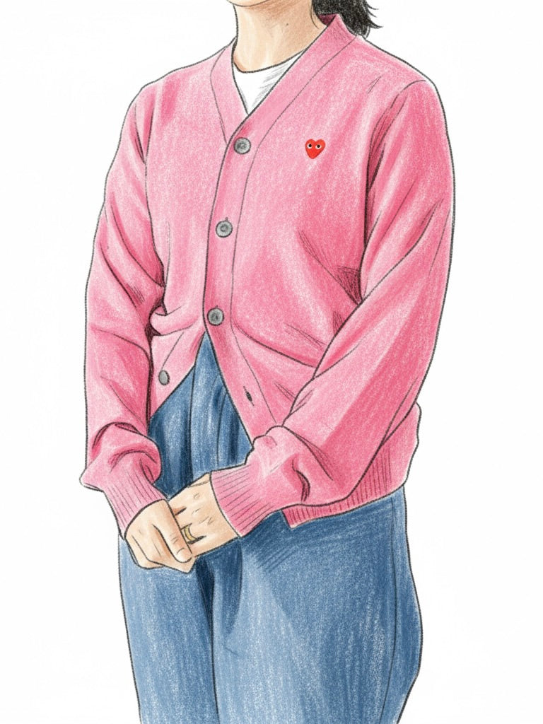 PLAY COMME des GARCONS Vネックカーディガン(スモールレッドハート) [AX-N080-051]