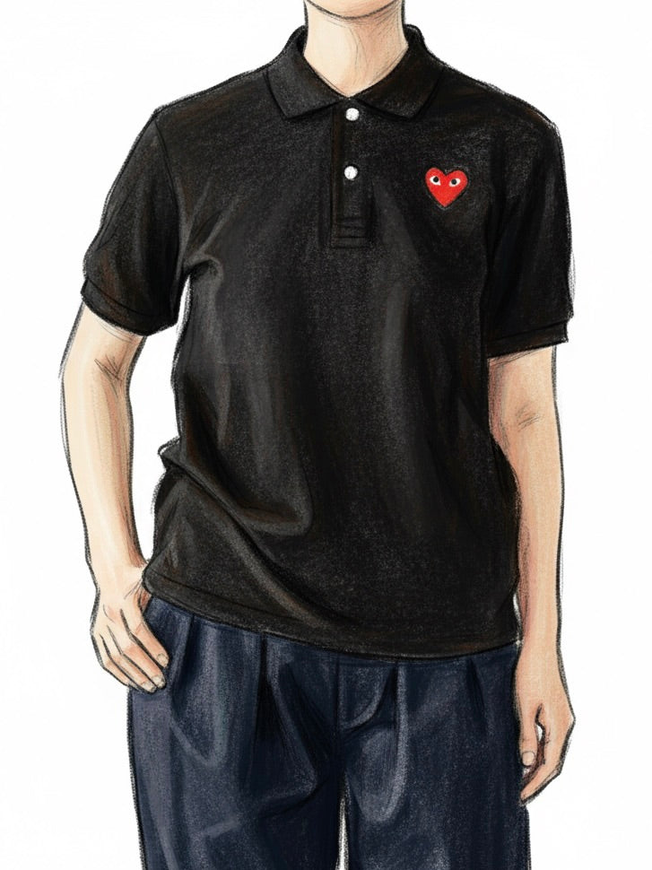 PLAY COMME des GARCONS ポロシャツ(ブラック×レッドハート) [AX-T006-051]