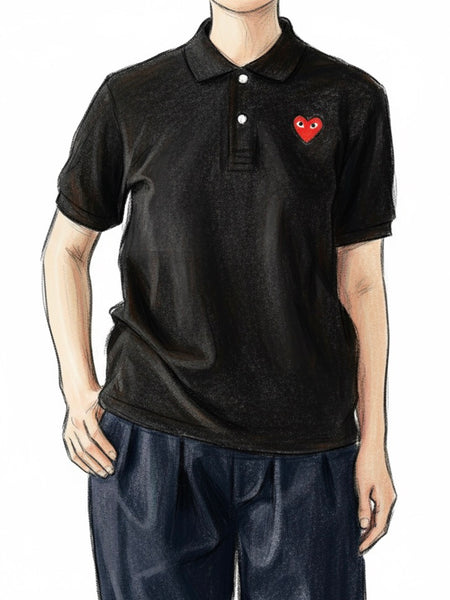 PLAY COMME des GARÇONS ブラックポロシャツ L PLAY COMME des GARCONS プレイ コムデギャルソン ポロシャツ