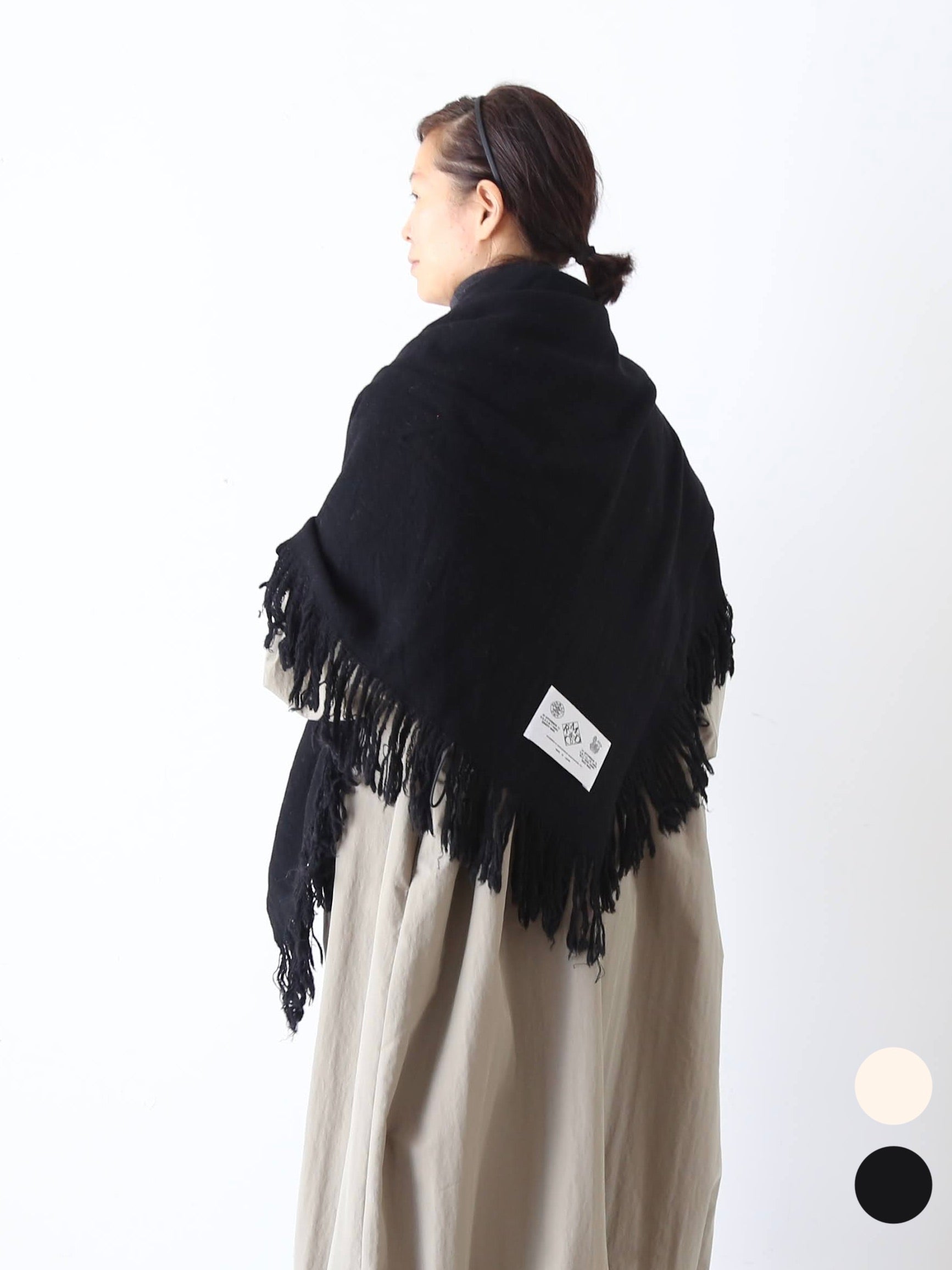 R&D.M.Co- リネン　ストール　黒　ブラック R&D.M.Co- オールドマンズテーラー リネン服・ワンピース・バッグ