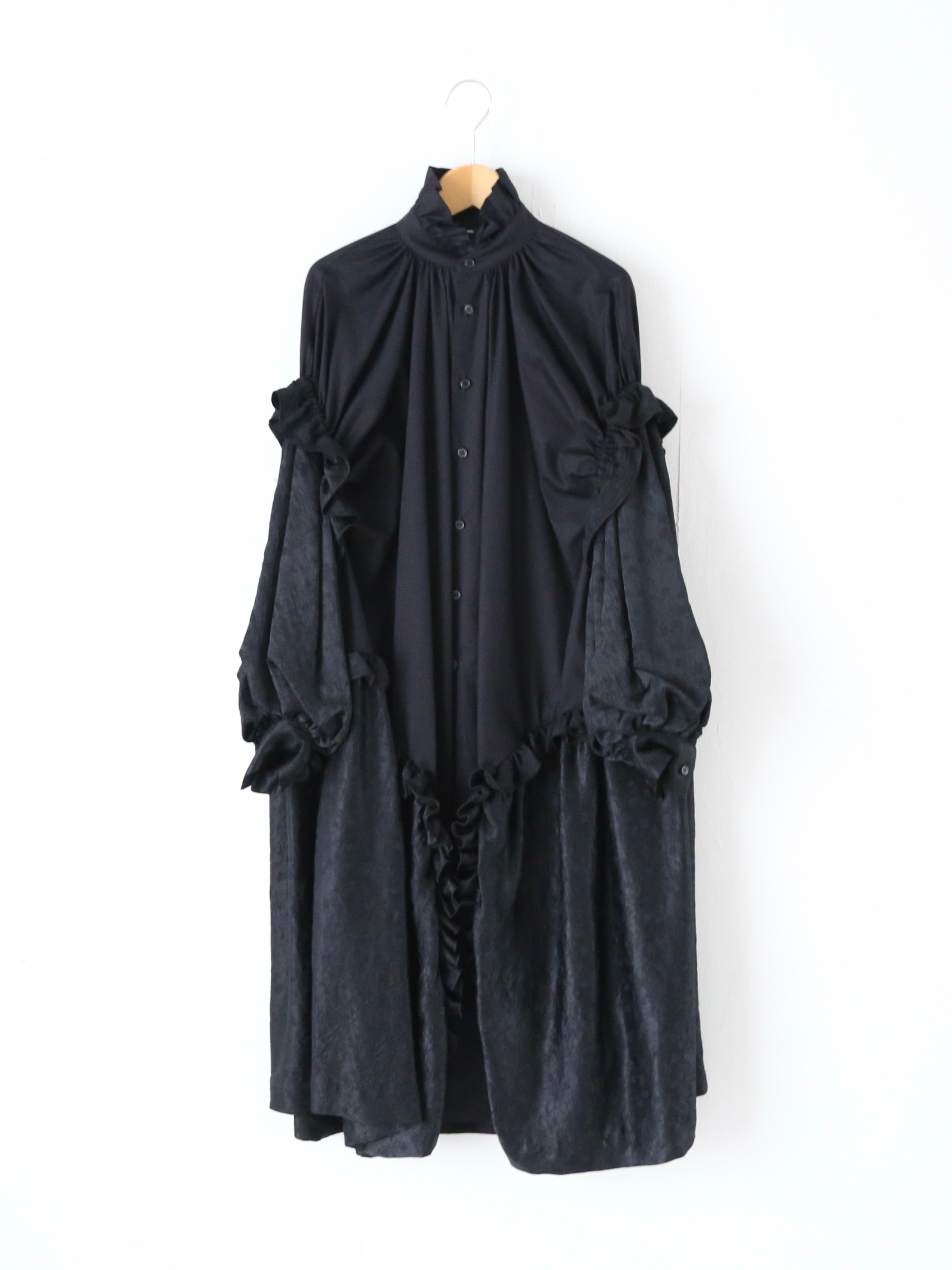 noir kei ninomiya 綿ブロード×アセテートサテンワンピース [3P-O008-051]