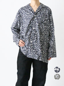 TOUJOURS パジャマシャツ フラワープリント コットンストレッチ 2色