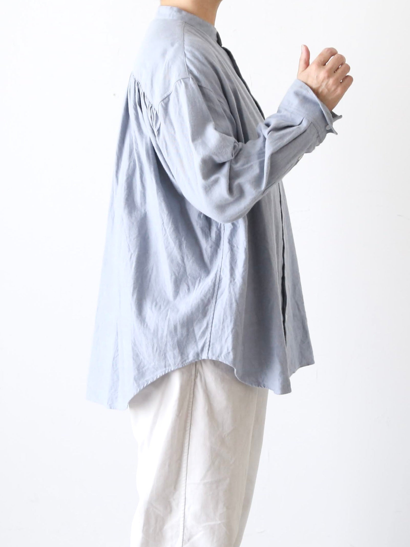 TOUJOURS バンドカラーバックギャザーシャツ [IM43LS03]