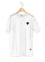 画像をギャラリービューアに読み込む, PLAY COMME des GARCONS メッシュTシャツ-ホワイト（ブラックハート） [AX-T532-051]
