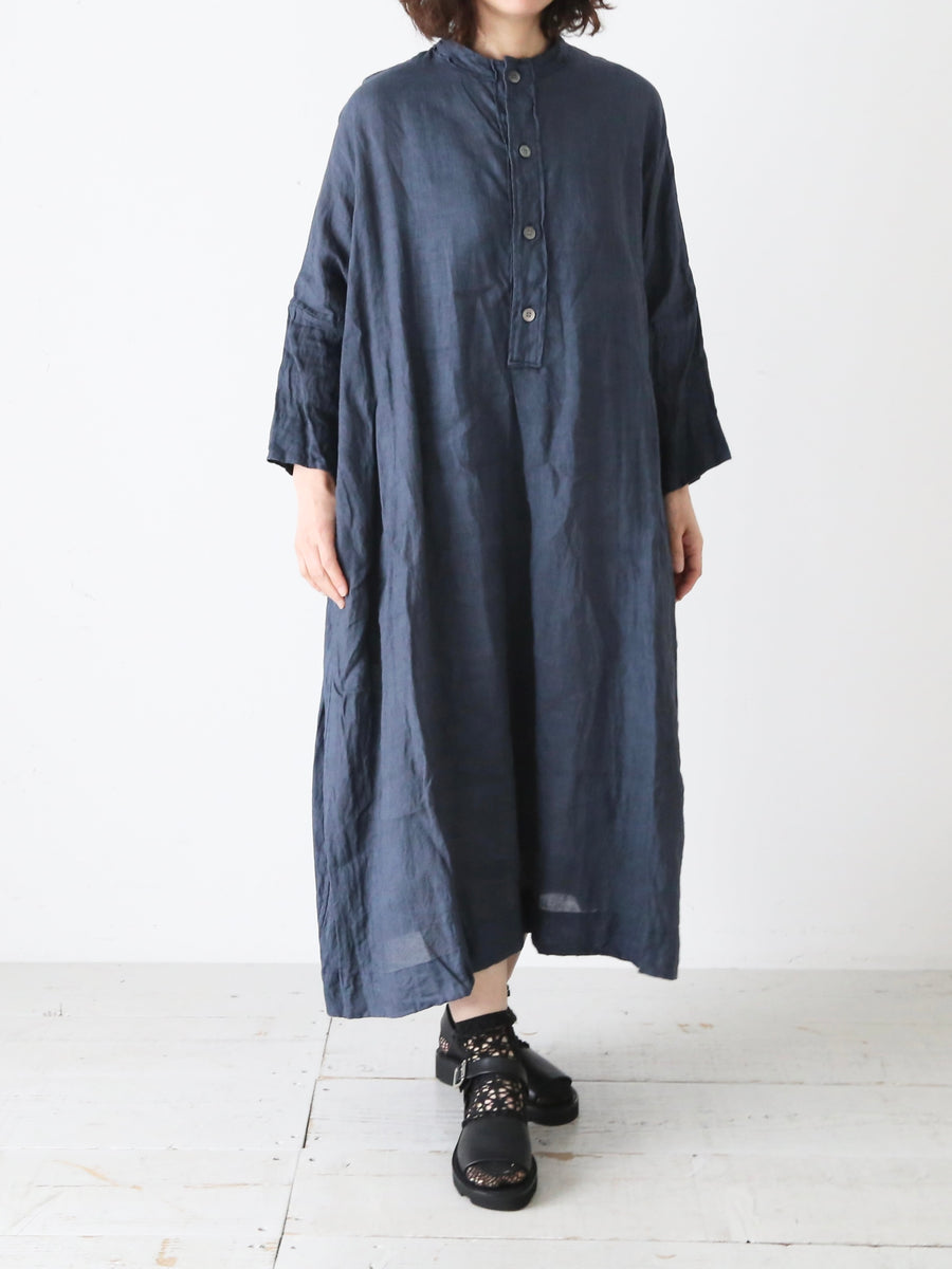 美品 Veritecoeur リネン100 ヘンリーネックチュニック Veritecoeur 墨染めリネンヘンリーネックワンピース [VC-2841] – CREER