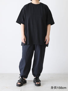 TOUJOURS(トゥジュー) コンビネーションTシャツ TOUJOURS コンビネーションTシャツ コットン×シルク ブラック 肘丈 – CREER