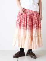 画像をギャラリービューアに読み込む, tao 綿ギンガムチェック 製品ブリーチ加工スカート [TQ-S021-051]
