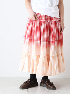 tao 綿ギンガムチェック 製品ブリーチ加工スカート [TQ-S021-051] – CREER