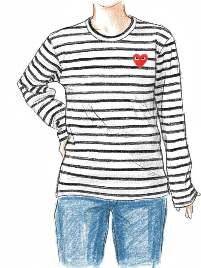 PLAY COMME des GARCONS ロングスリーブTシャツ(ボーダー×レッド) [AX-T164-051]