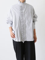 画像をギャラリービューアに読み込む, TOUJOURS バンドカラービショップスリーブラッフルシャツ [YM43PS02]
