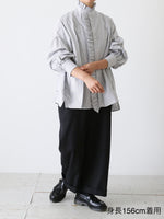 画像をギャラリービューアに読み込む, TOUJOURS バンドカラービショップスリーブラッフルシャツ [YM43PS02]
