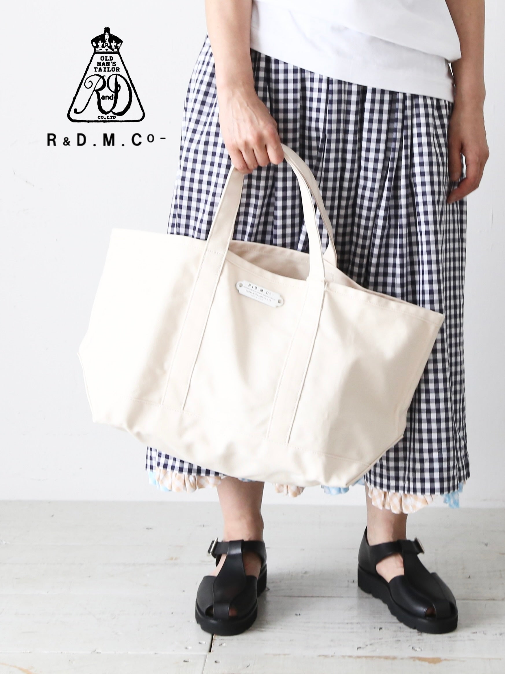 R&D.M.Co- トートバッグ(L) コットン100% 帆布8号 A4対応 肩掛け 8色