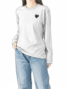 【美品】PLAYCOMME des GARÇONS　ロングTシャツグレーSサイズ T-shirts Comme des Garçons PLAY Heart Logo Long Sleeve Tee UNISEX
