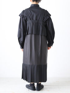 noir kei ninomiya 裾ベルト ギャザー フリル ワンピース noir kei ninomiya エステルギャバジンワンピース [3R-O006-051] – CREER