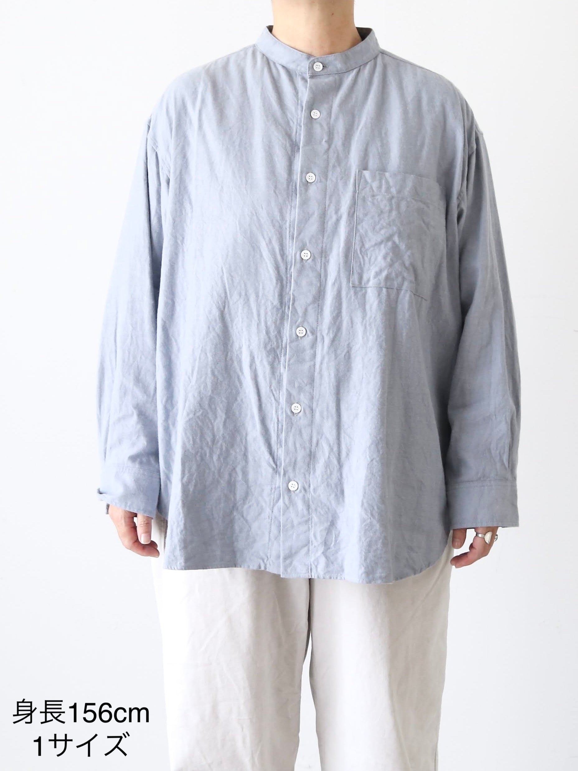 TOUJOURS バンドカラーバックギャザーシャツ [IM43LS03]