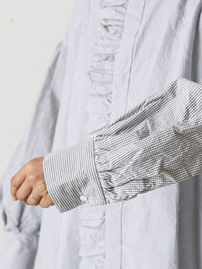 美品 定価57200円 2024AW トゥジュー TOUJOURS バンドカラービショップスリーブラッフルシャツ 2 チョークホワイト【2400014346732】 TOUJOURS バンドカラー ビショップスリーブ ラッフルシャツ
