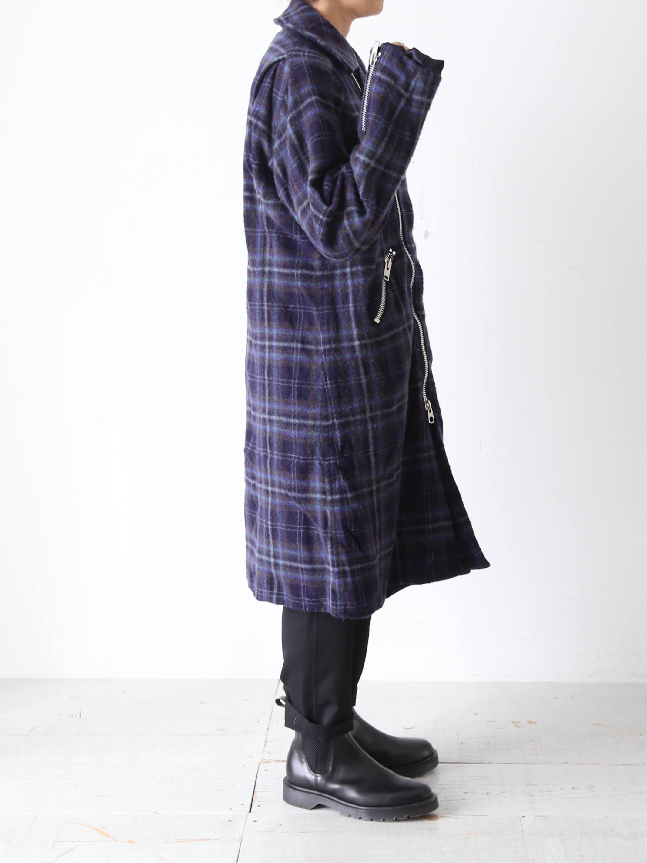 tao ウールナイロンチェックコート [TP-C010-051]