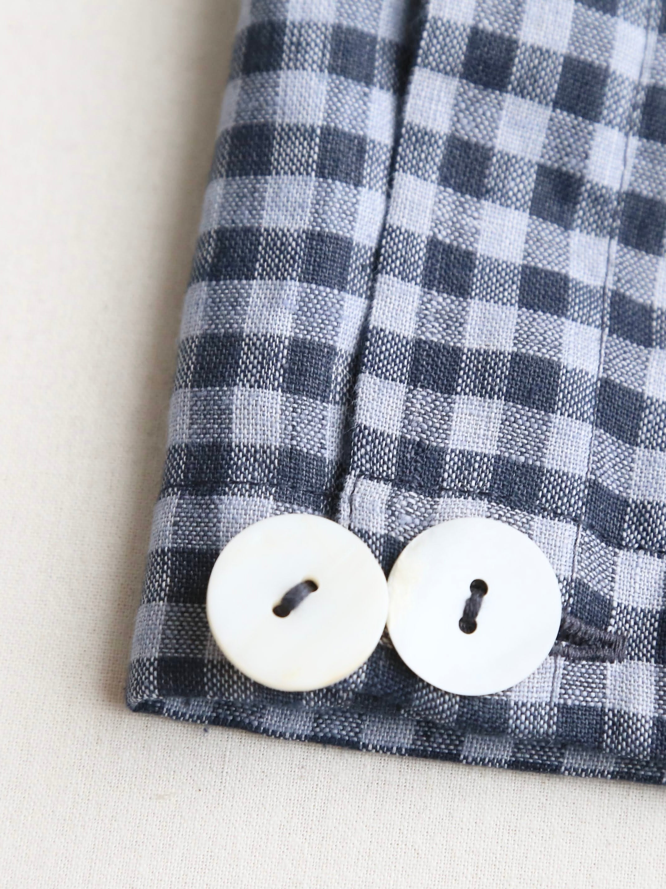 BUNON ブノン インド手紡ぎカディ 手刺繍 ギンガムオーバージャケット