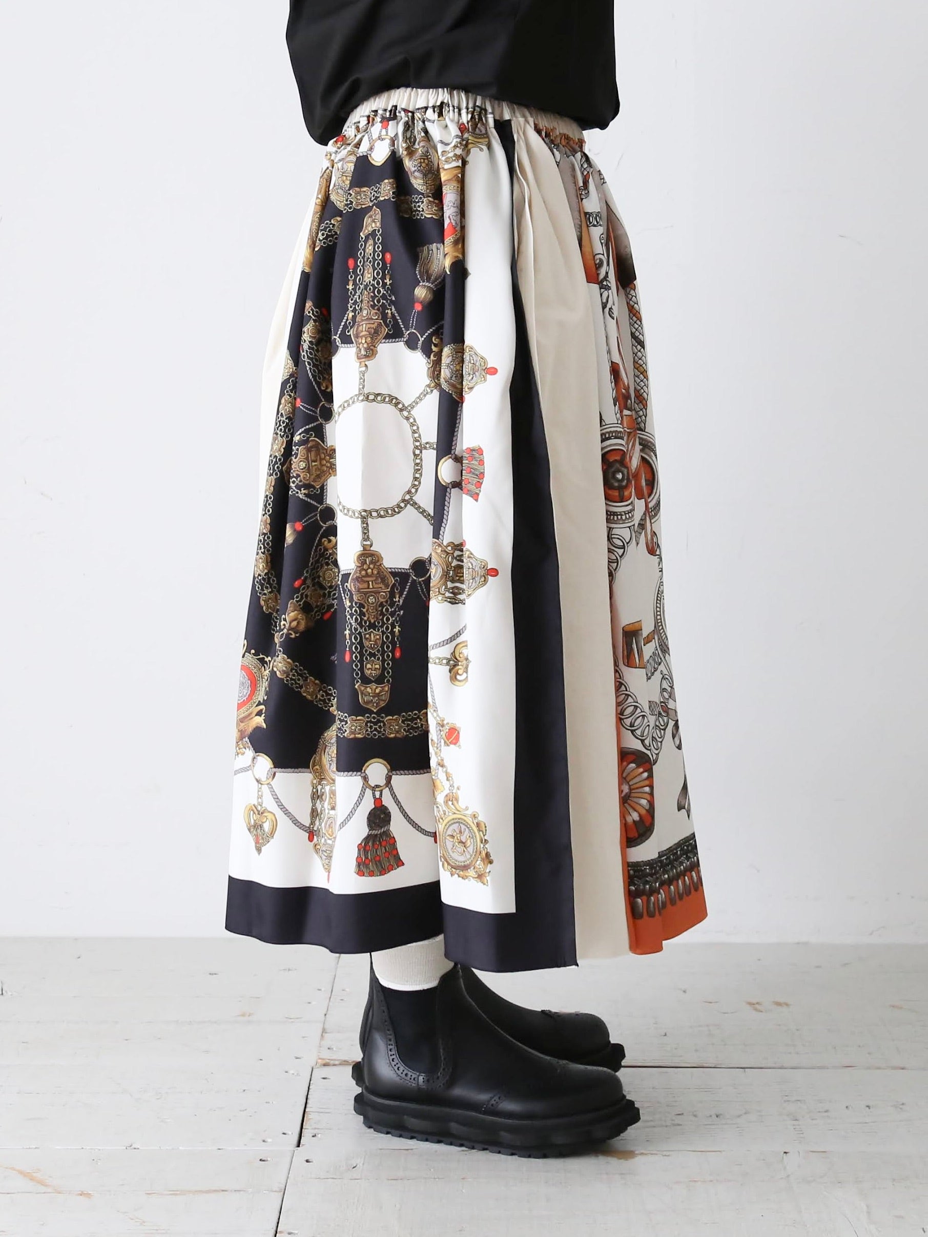 tao エステルスカーフ柄プリントMIXスカートA柄 [TP-S016-051-A]