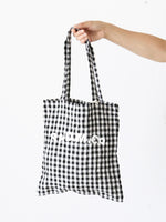 画像をギャラリービューアに読み込む, R&amp;D.M.Co- リネンギンガムチェックトートバッグ [7507]
