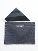 画像をギャラリービューアに読み込む, R&amp;D.M.Co- R&amp;D.M.Co-リネンデニムポーチ(L) [4702]
