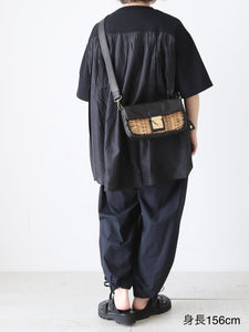TOUJOURS コンビネーションTシャツ コットン×シルク ブラック 肘丈 – CREER