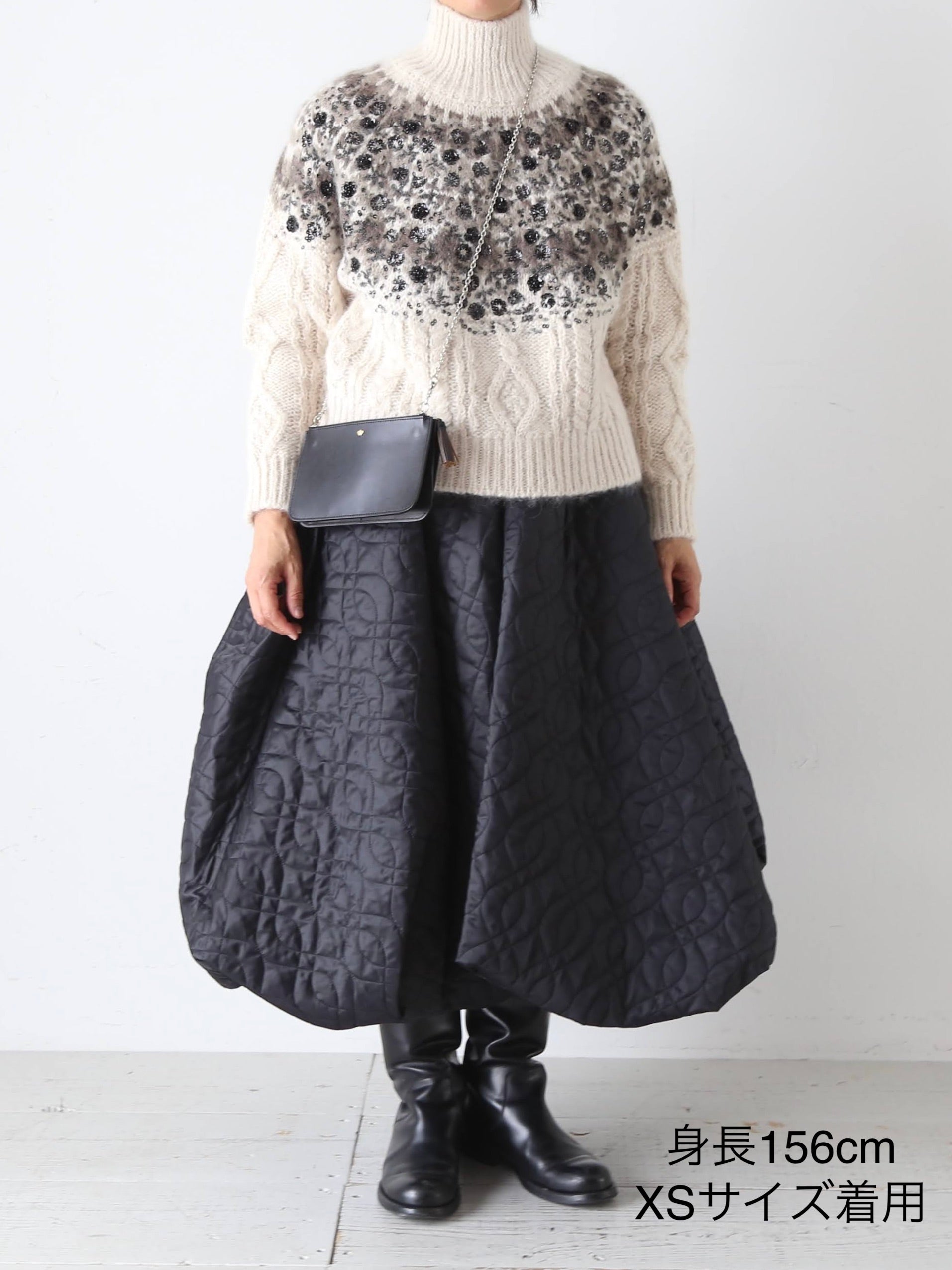 noir kei ninomiya エステルツイルキルトスカート [3P-S021-051]