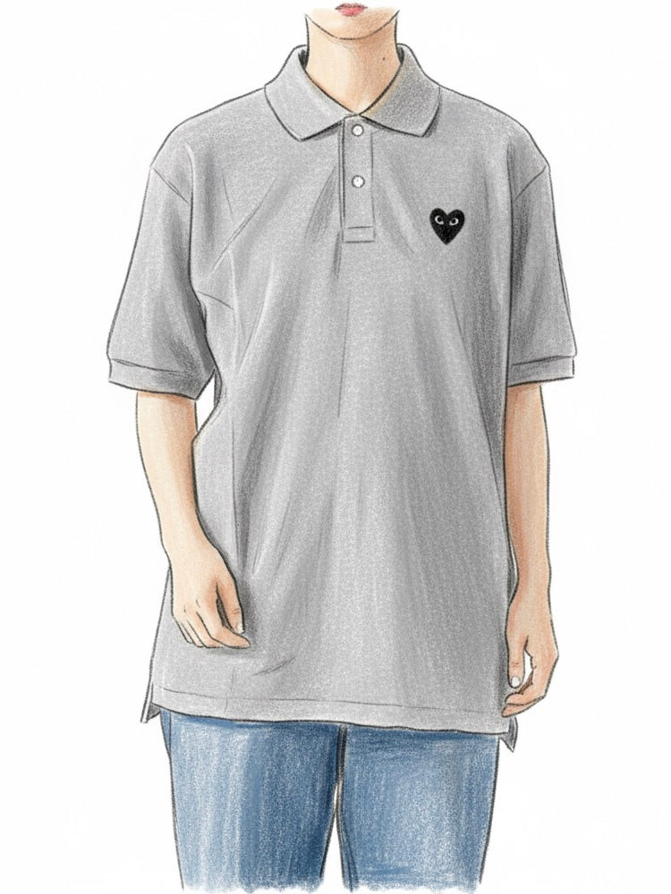 PLAY COMME des GARCONS ポロシャツ(グレー×ブラックハート) [AX-T078-051]