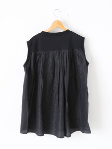 TOUJOURS スリーブレスコンビネーションTシャツ コットン×シルク 