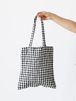 画像をギャラリービューアに読み込む, R&amp;D.M.Co- リネンギンガムチェックトートバッグ [7507]
