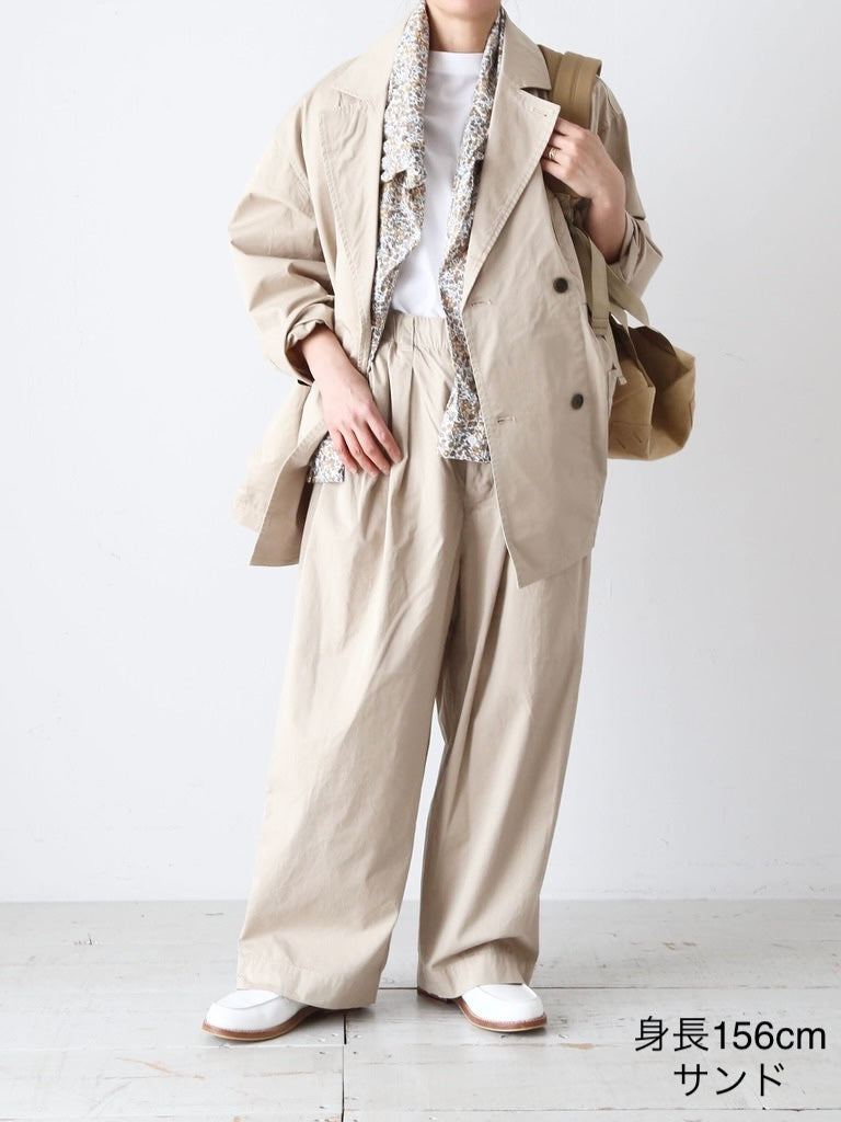 24AW TOUJOURS トゥジュー　ダブルブレストサックジャケット 白 TOUJOURS トゥジュー ガーメントダイコットン ストレッチギャバジン