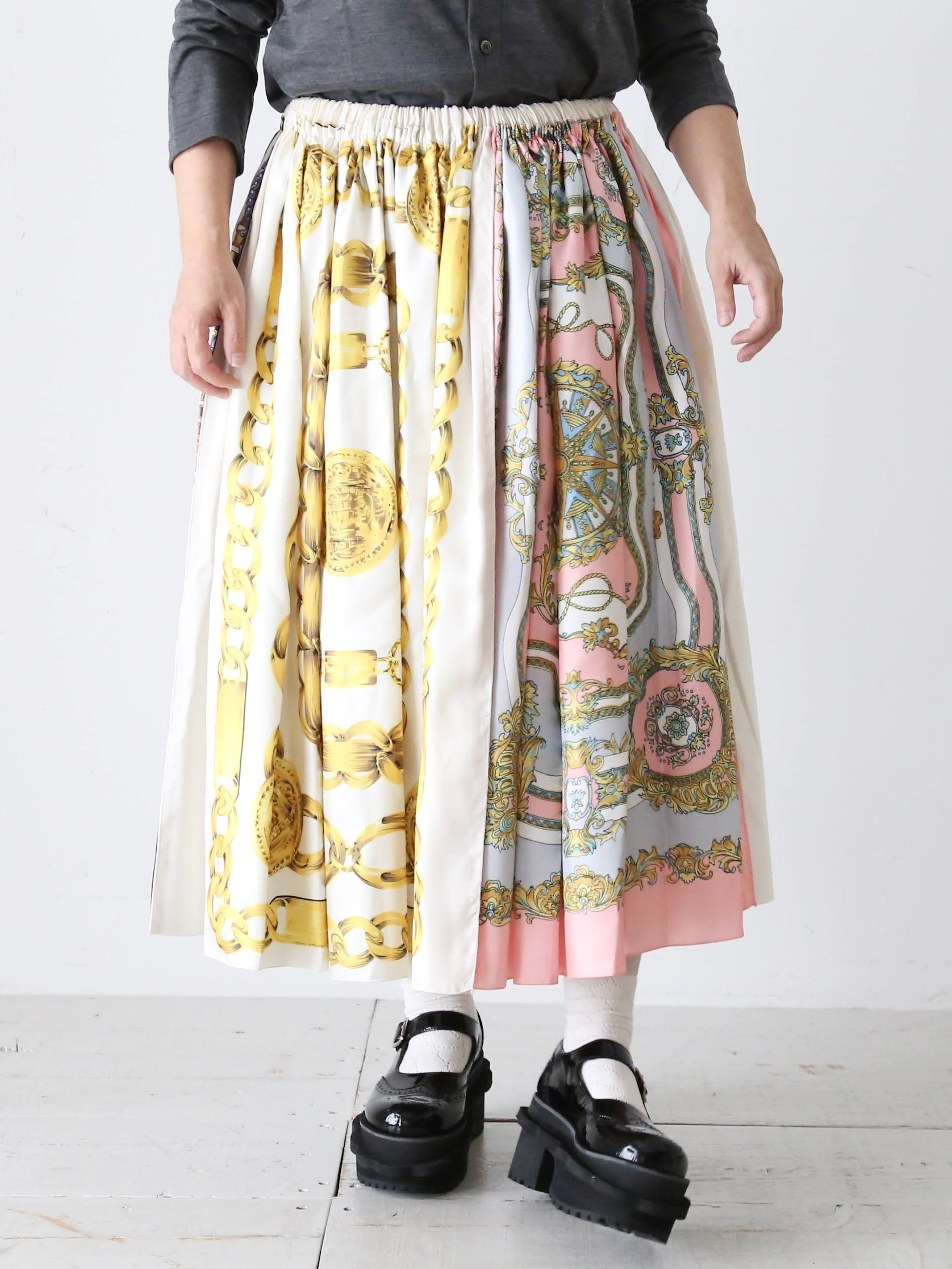 tao エステルスカーフ柄プリントMIXスカートB柄 [TP-S016-051-B]