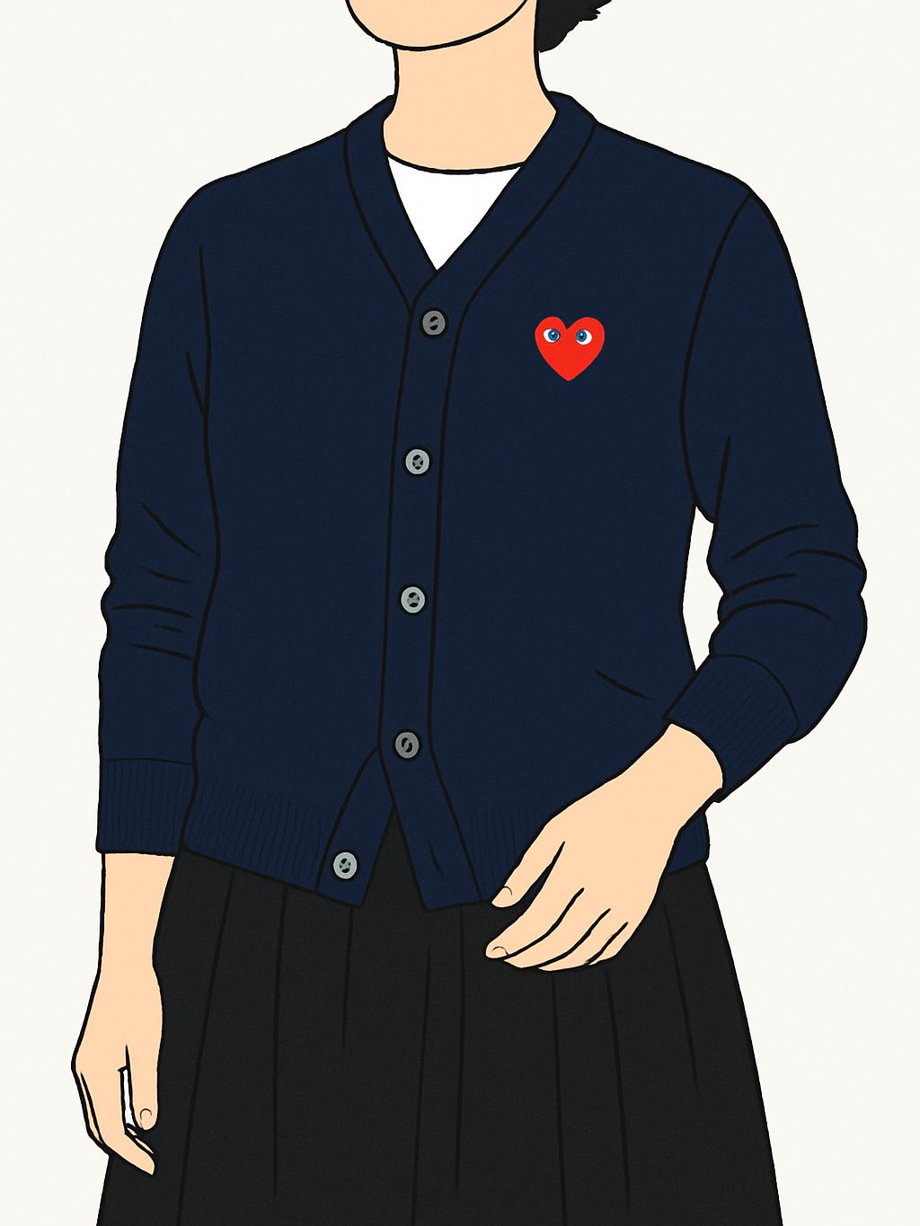 PLAY COMME des GARCONS Vネックカーディガン [AX-N008-051--NAVY] – CREER