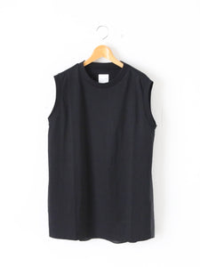 TOUJOURS スリーブレスコンビネーションTシャツ コットン×シルク 