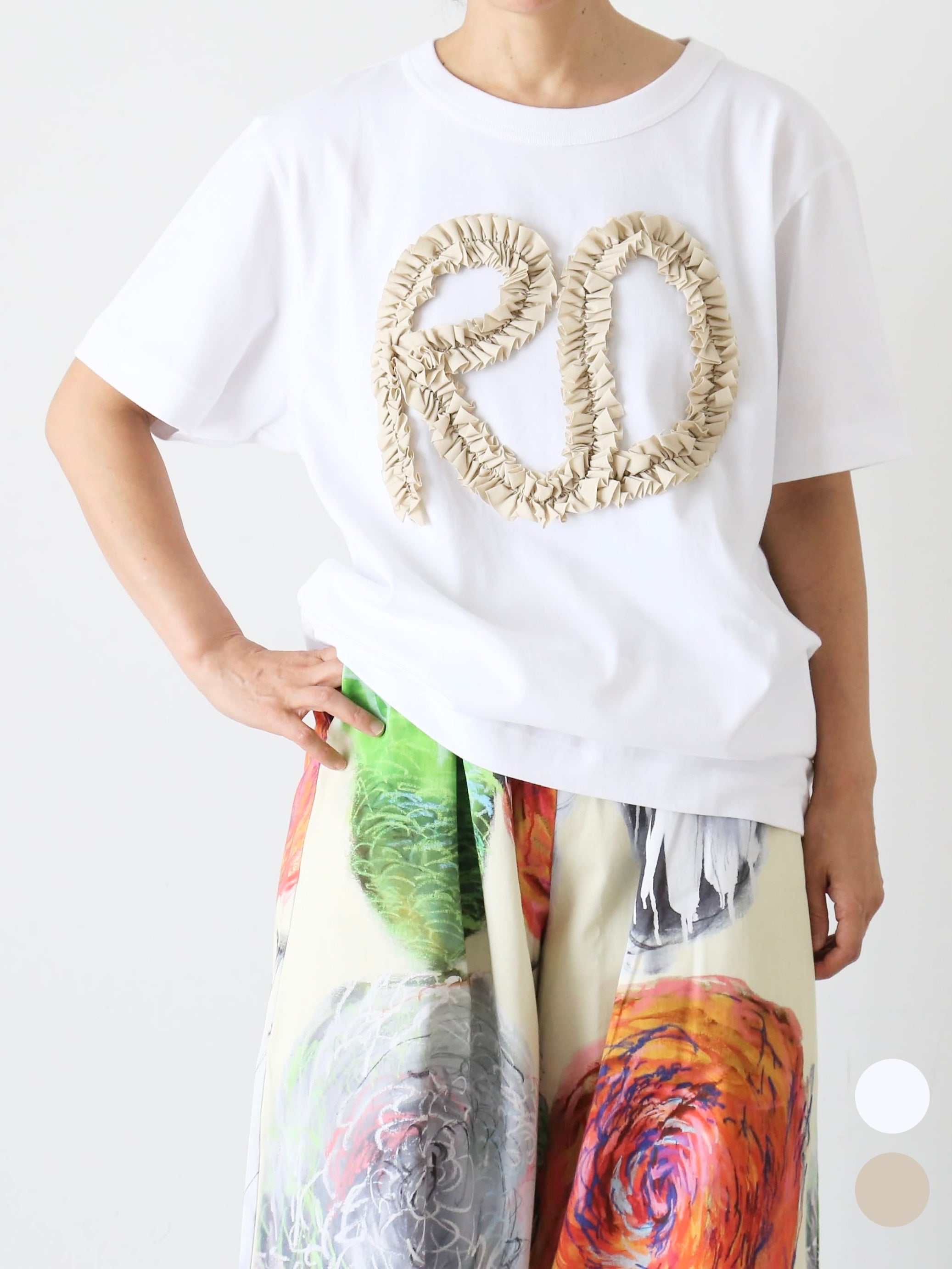 R&D.M.Co- メンズR.Dフリルエンブロイダリー ハーフスリーブTシャツ [7623]