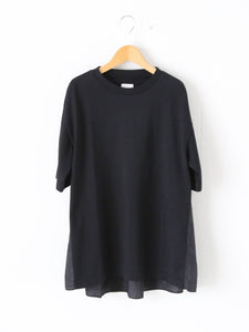 TOUJOURS コンビネーションTシャツ コットン×シルク ブラック 肘丈 – CREER
