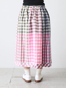 TAO COMME des GARCONS ギンガムチェック スカート tao タオ コム デ ギャルソン 綿ギンガムチェック 製品ブリーチ加工