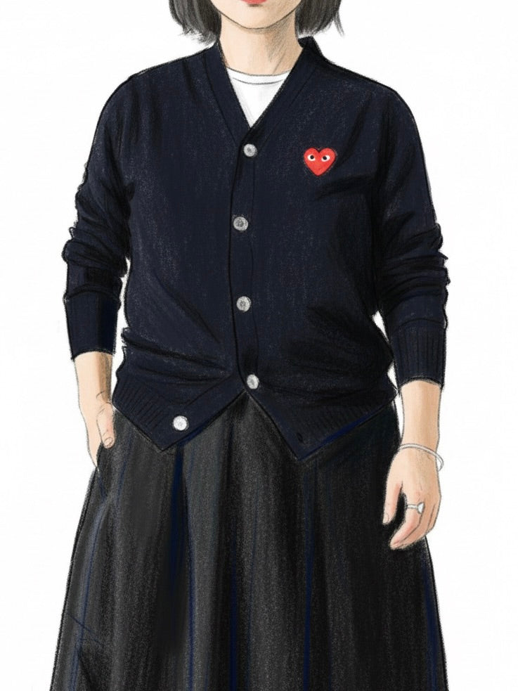 PLAY COMME des GARCONS Vネックカーディガン [AX-N008-051--NAVY]