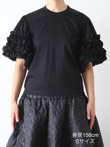 noir kei ninomiya フリルTシャツ　コムデギャルソン noir kei ninomiya 綿ポンチTシャツ(フリル袖) [3P-T013-051] – CREER