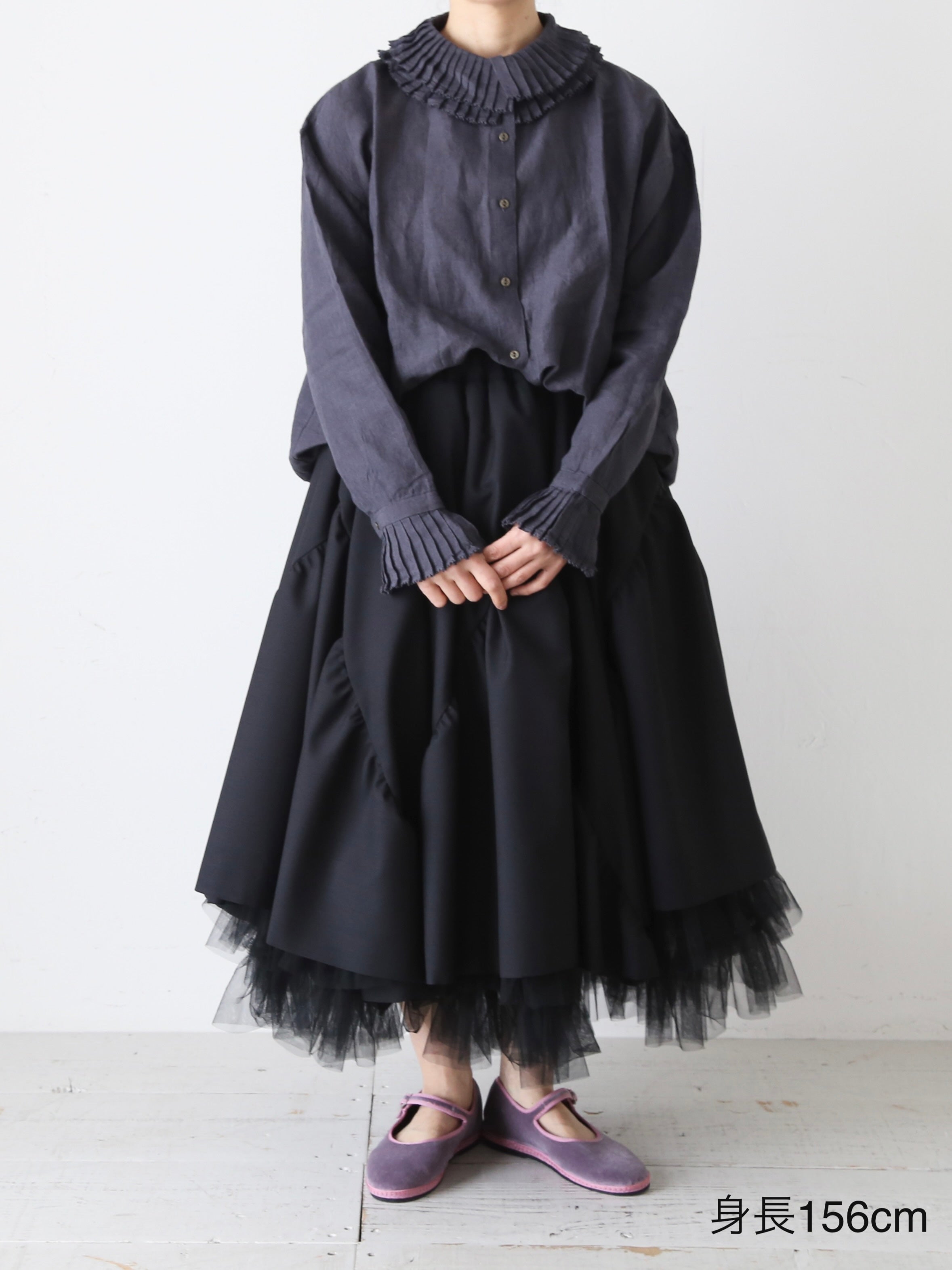 noir kei ninomiya ウールトロ×ナイロンチュール スカート 星柄