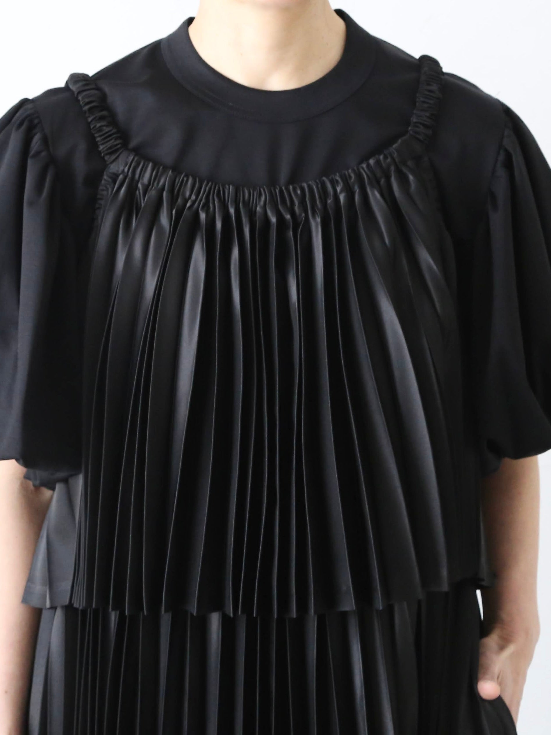 noir kei ninomiya エステルサテン ワンピース ティアード ブラック