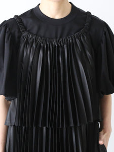 noir kei ninomiya エステルサテン ワンピース ティアード ブラック